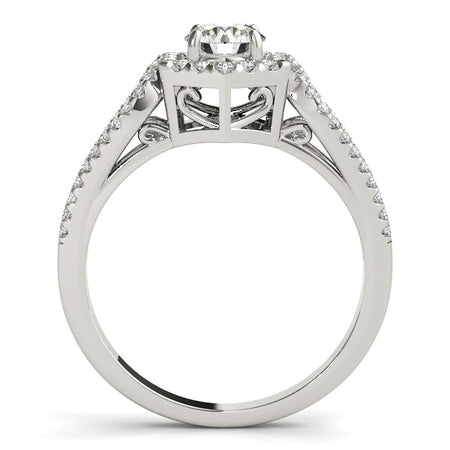 (7/8 cttw) Diamond Engagement Ring W/ Hexagon Halo Border -  14k White Gold