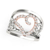 (1/4 cttw) Heart Motif Filigree Style Diamond Ring - 14k White And Rose Gold