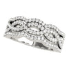 (5/8 cttw) Diamond Studded Ring W/ Four Curves - 14k White Gold