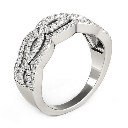 (5/8 cttw) Diamond Studded Ring W/ Four Curves - 14k White Gold