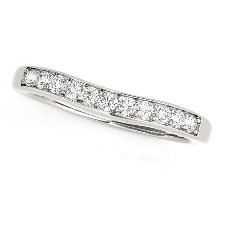 (1/4 cttw) Curved Diamond Wedding Band - 14k White Gold