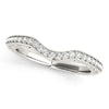 (1/6 cttw) Prong Set Curved Diamond Wedding Ring - 14k White Gold