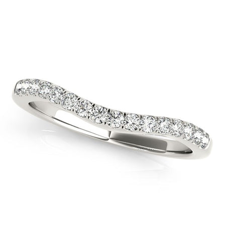 (1/5 cttw) Curvy Style Pave Set Diamond Wedding Band - 14k White Gold