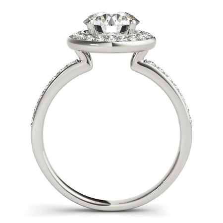 (1 1/2 cttw) Round Halo Diamond Engagement Ring - 14k White Gold