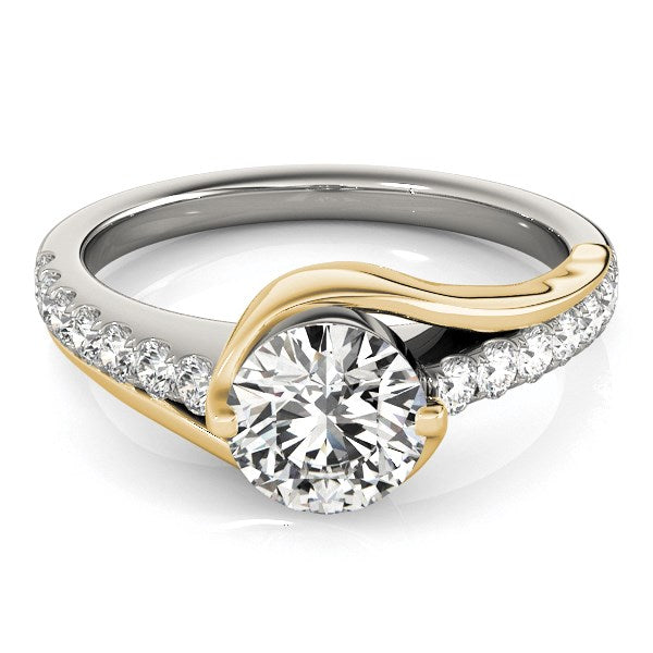 (1 1/4 cttw) Split Shank Style Diamond Engagement Ring - 14k Two Tone Gold