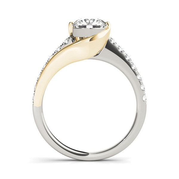 (1 1/4 cttw) Split Shank Style Diamond Engagement Ring - 14k Two Tone Gold