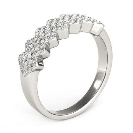 (5/8 cttw) Diamond Studded Wide Multi-Diagonal Pattern Ring - 14k White Gold