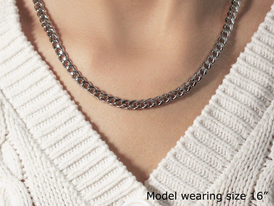 5.3mm 14k White Gold Miami Cuban Semi Solid Chain