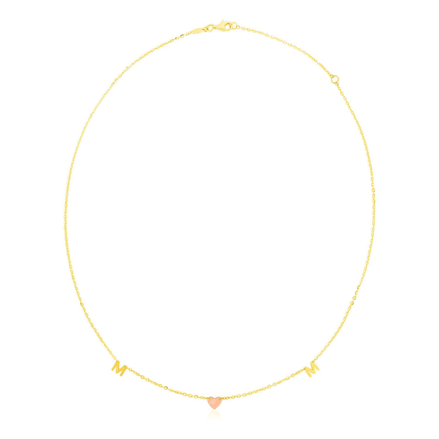 Mom Necklace - 14k Yellow and Rose Gold