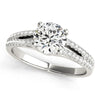 (1 1/8 cttw) Split Shank Round Diamond Engagement Ring - 14k White Gold