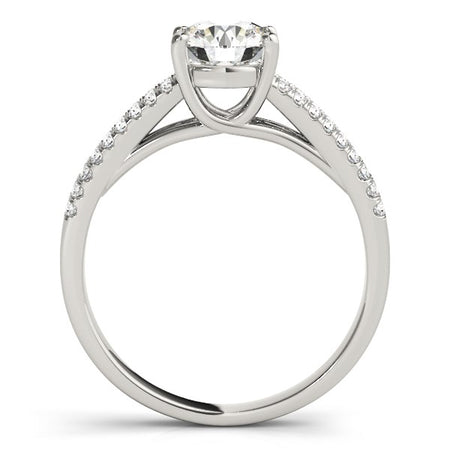 (1 1/8 cttw) Split Shank Round Diamond Engagement Ring - 14k White Gold