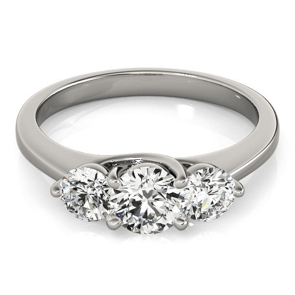 (1 cttw) Classic 3 Stone Round Diamond Engagement Ring - 14k White Gold