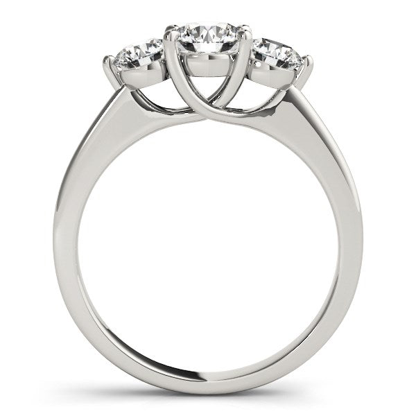 (1 cttw) Classic 3 Stone Round Diamond Engagement Ring - 14k White Gold