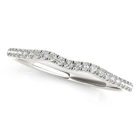 (1/8 cttw) Wave Theme Diamond Wedding Band - 14k White Gold