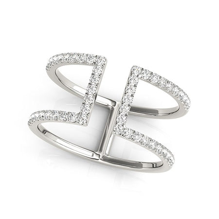 (1/2 cttw) Modern Dual Band Style Diamond Ring - 14k White Gold