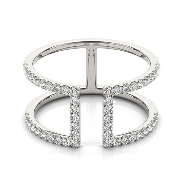 (1/2 cttw) Modern Dual Band Style Diamond Ring - 14k White Gold
