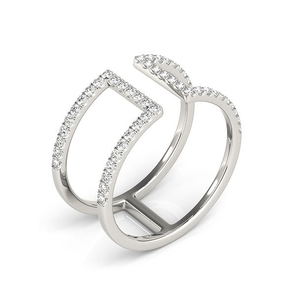 (1/2 cttw) Modern Dual Band Style Diamond Ring - 14k White Gold