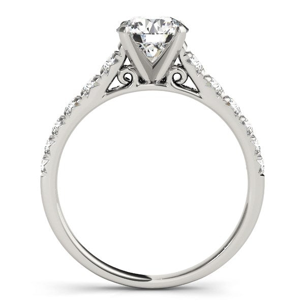 (1 7/8 cttw) Prong Set Graduated Diamond Engagement Ring - 14k White Gold