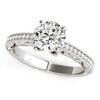 (1 1/8 cttw) Antique Pronged Round Diamond Engagement Ring - 14k White Gold