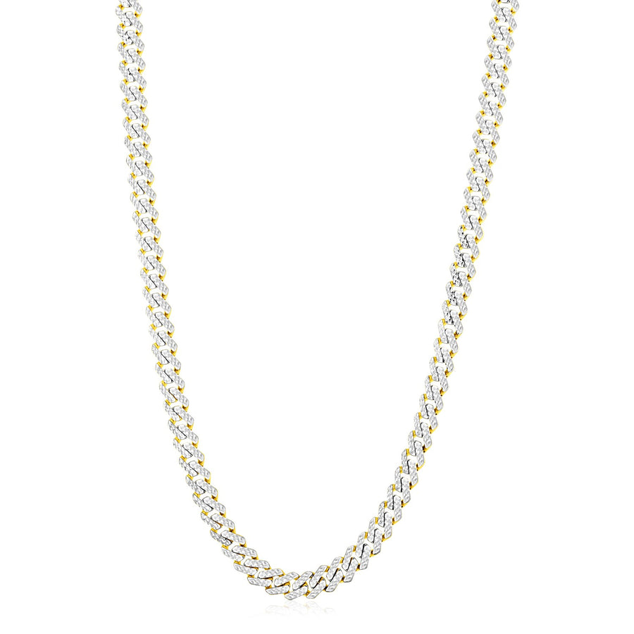 Modern Lite Edge Chain with White Pave in 14k Two Tone Gold (8.0mm)