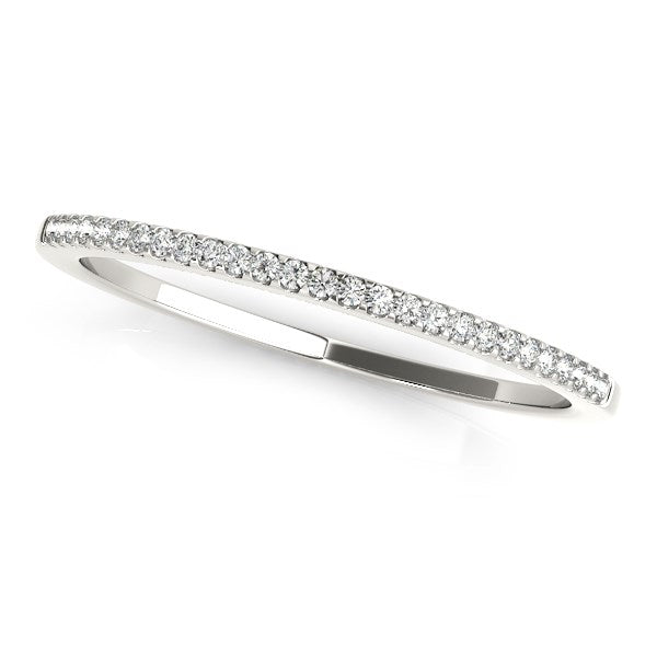 (1/10 cttw) Slim Round Pave Set Wedding Band - 14k White Gold
