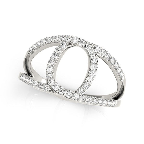 (1/2 cttw) Diamond Loop Style Dual Band Ring - 14k White Gold