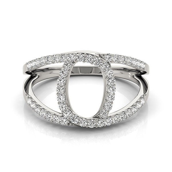(1/2 cttw) Diamond Loop Style Dual Band Ring - 14k White Gold