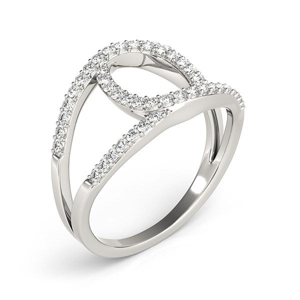 (1/2 cttw) Diamond Loop Style Dual Band Ring - 14k White Gold