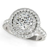 (2 5/8 cttw) Diamond Engagement Ring W/ Double Pave Halo - 14k White Gold