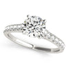 (1 1/3 cttw) Single Row Band Diamond Engagement Ring - 14k White Gold