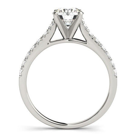 (1 1/3 cttw) Single Row Band Diamond Engagement Ring - 14k White Gold