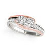 (3/4 cttw) Two Stone Diamond Ring - 14k White And Rose Gold