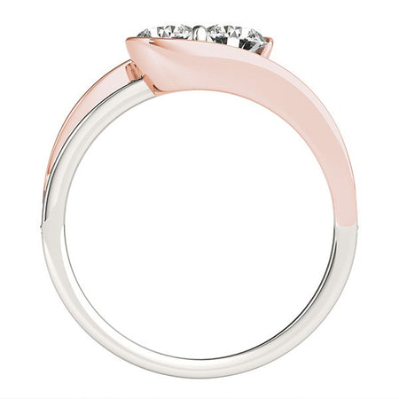 (3/4 cttw) Two Stone Diamond Ring - 14k White And Rose Gold