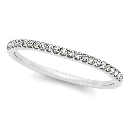 (1/10 cttw) Scallop Setting Round Diamond Wedding Band - 14k White Gold