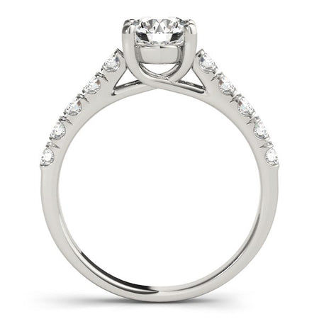 (1 cttw) Round Trellis Setting Diamond Engagement Ring - 14k White Gold
