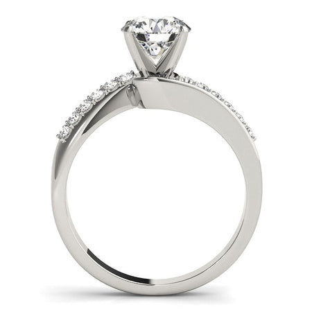 (1 5/8 cttw) Bypass Round Pronged Diamond Engagement Ring - 14k White Gold