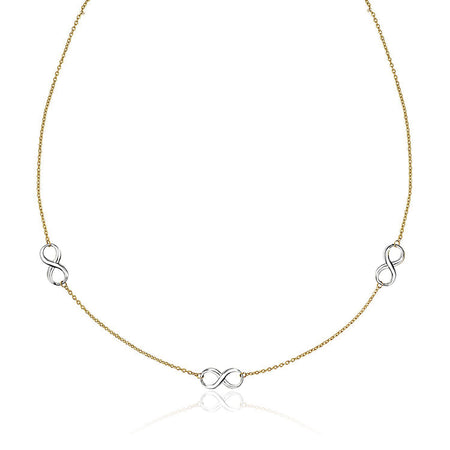 14k Two-Tone Gold Chain Necklace with Polished Infinity Stations