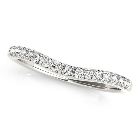 (1/4 cttw) Round Pave Setting Curvy Diamond Wedding Band - 14k White Gold