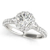 (2 cttw) Halo Round Diamond Engagement Pave Band Ring - 14k White Gold