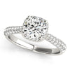 (1 1/3 cttw) Halo Graduated Pave Shank Diamond Engagement Ring - 14k White Gold