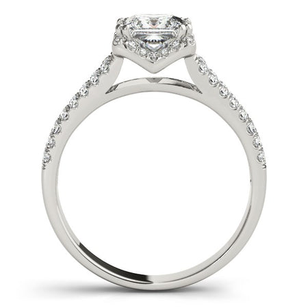 (2 cttw) Princes Cut Halo Split Shank Diamond Engagement Ring - 14k White Gold