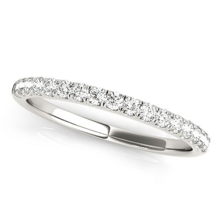 (1/3 cttw) Diamond Scallop Setting Wedding Band - 14k White Gold