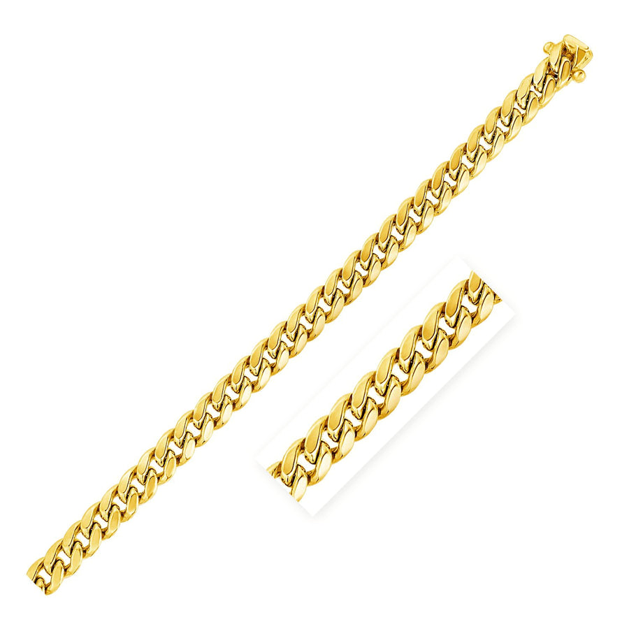 5.3mm Miami Cuban Semi Solid Chain - 14k Yellow Gold
