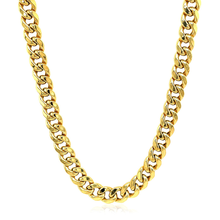 5.3mm Miami Cuban Semi Solid Chain - 14k Yellow Gold