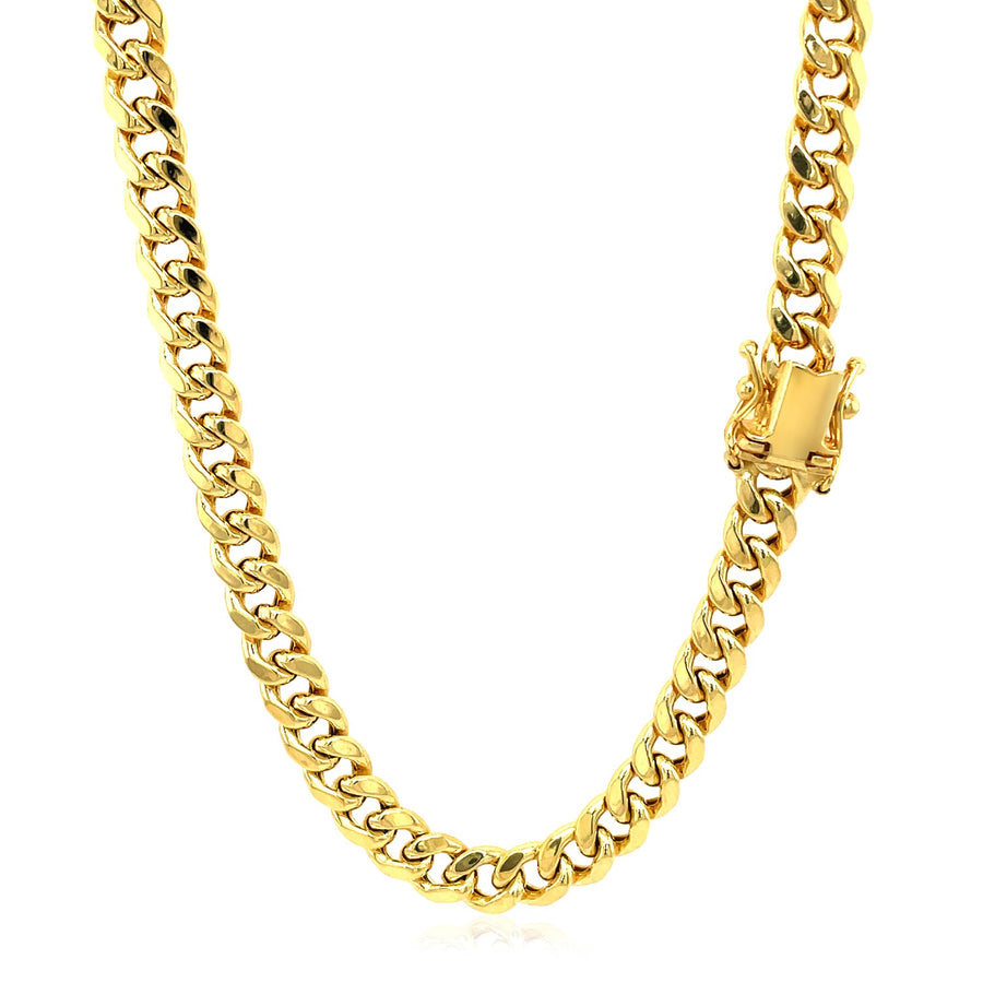 5.3mm Miami Cuban Semi Solid Chain - 14k Yellow Gold