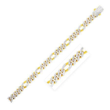 Modern Lite Figaro with White Pave Chain in 14K Yellow Gold (9.5mm)