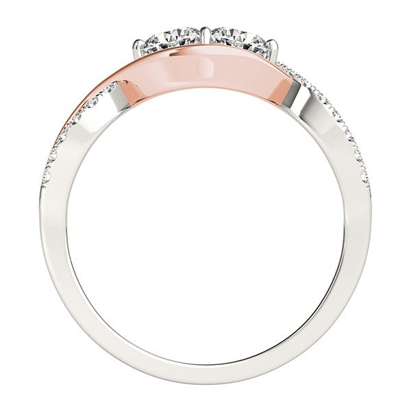 (5/8 cttw) Infinity Style Two Stone Diamond Ring - 14k White And Rose Gold