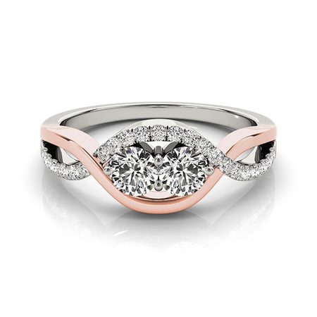 (5/8 cttw) Infinity Style Two Stone Diamond Ring - 14k White And Rose Gold