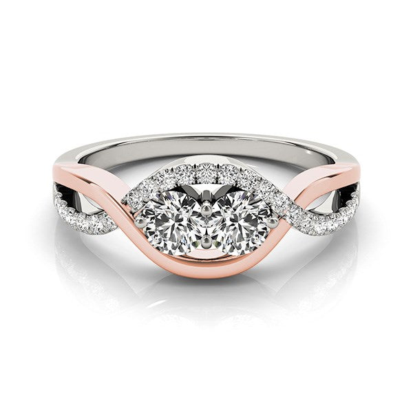 (5/8 cttw) Infinity Style Two Stone Diamond Ring - 14k White And Rose Gold