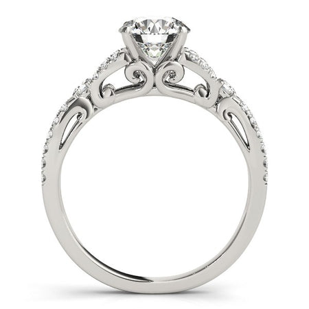 (1 1/4 cttw) Diamond Engagement Ring W/ Multirow Split Shank - 14k White Gold